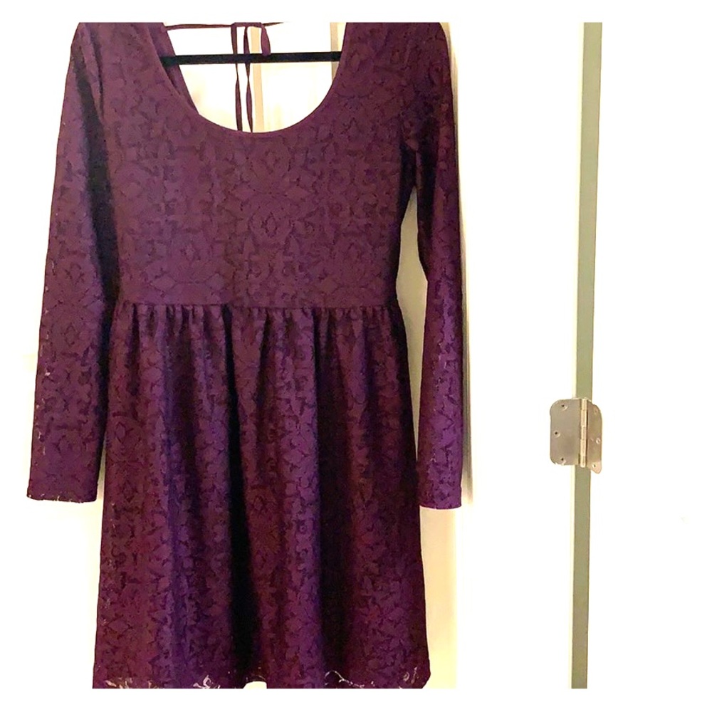 Long sleeve purple laced dress